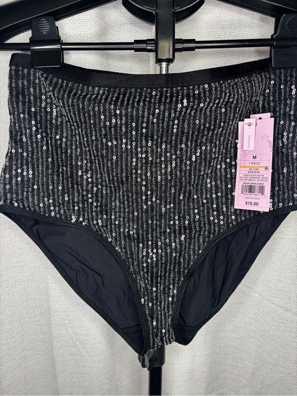 wild fable Black High-Waist Sequin Bikini Briefs